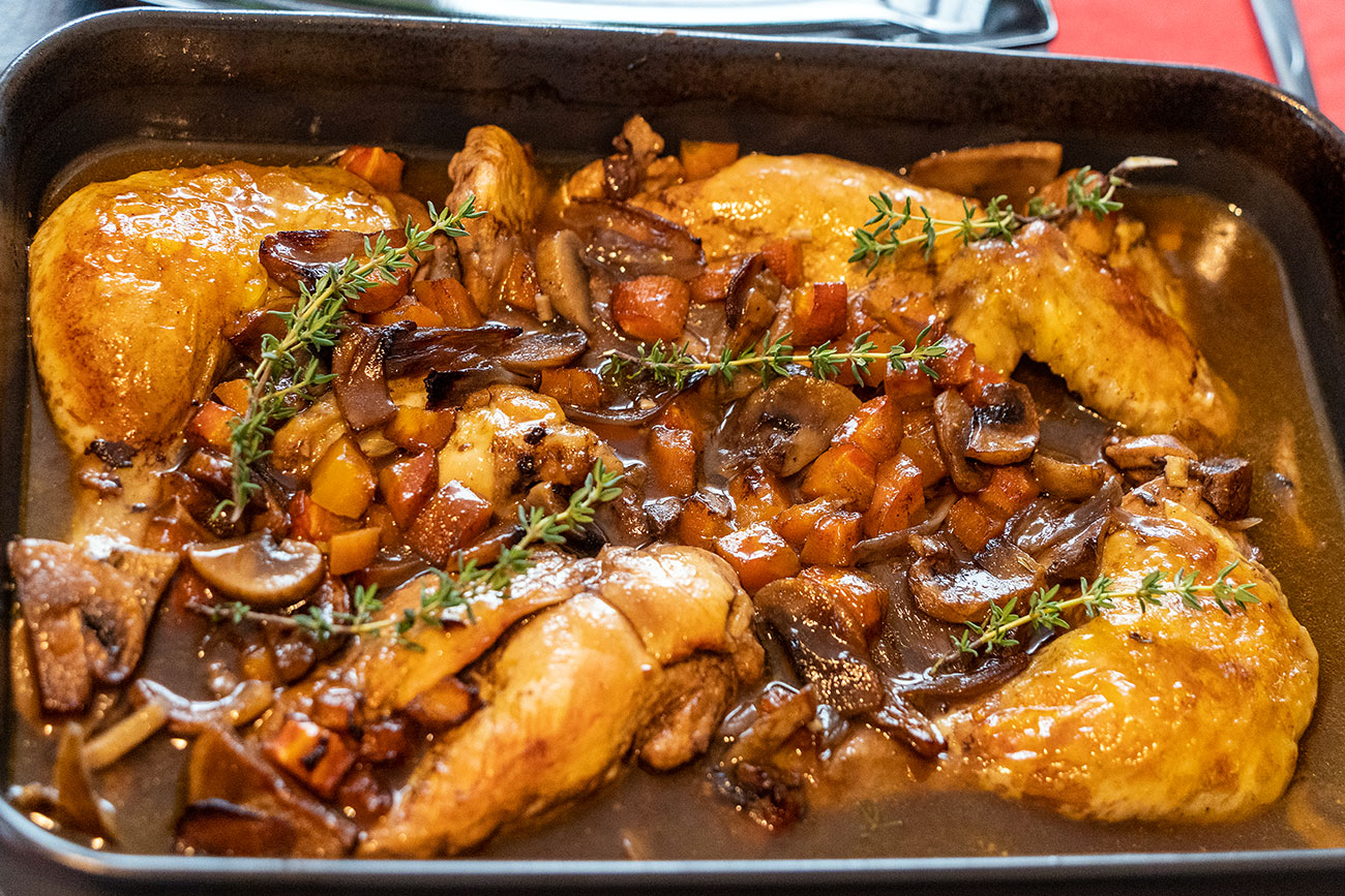 Coq au Vin - Hähnchen in Rotweinsauce