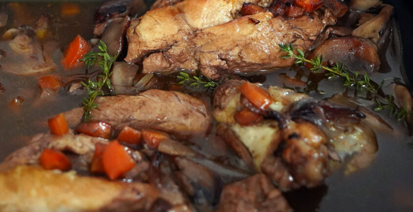 Coq au Vin - Hähnchen in Rotweinsauce